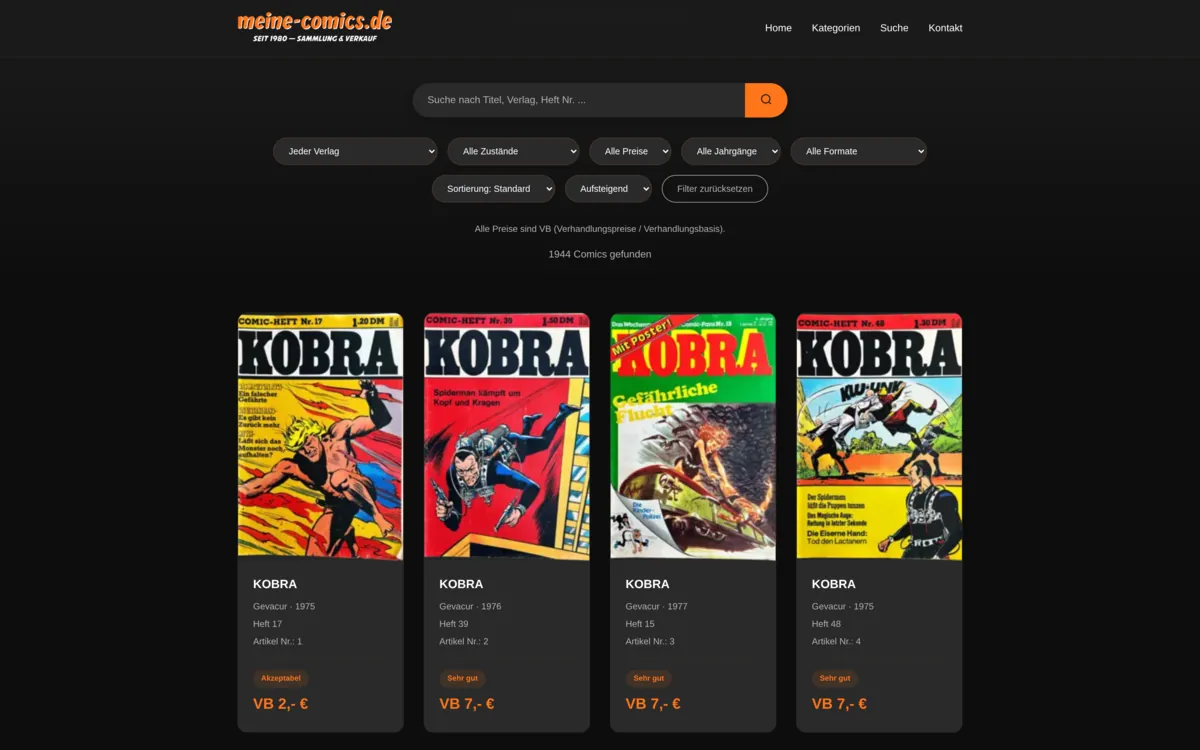 Web Design Meine Comics Deutsch